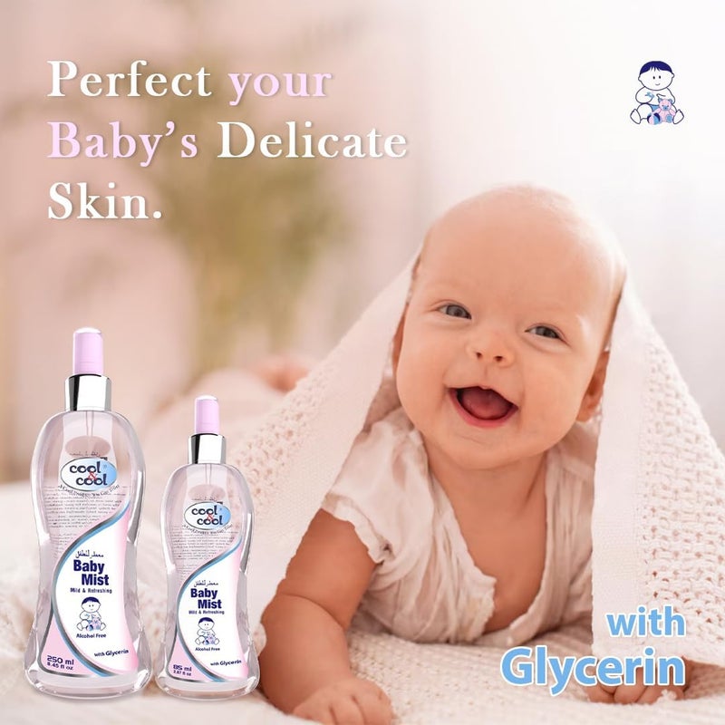 Cool & Cool Baby Mist Cologne Combo Pack - 250ML + 85ML - Alcohol Free, Paraben Free, with Glycerin - Image 4